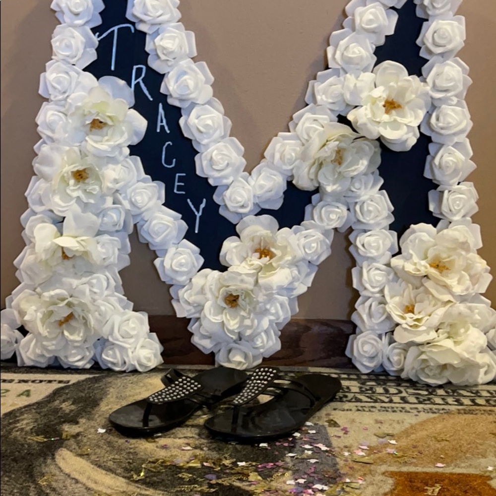 Rhinestone black flip flop